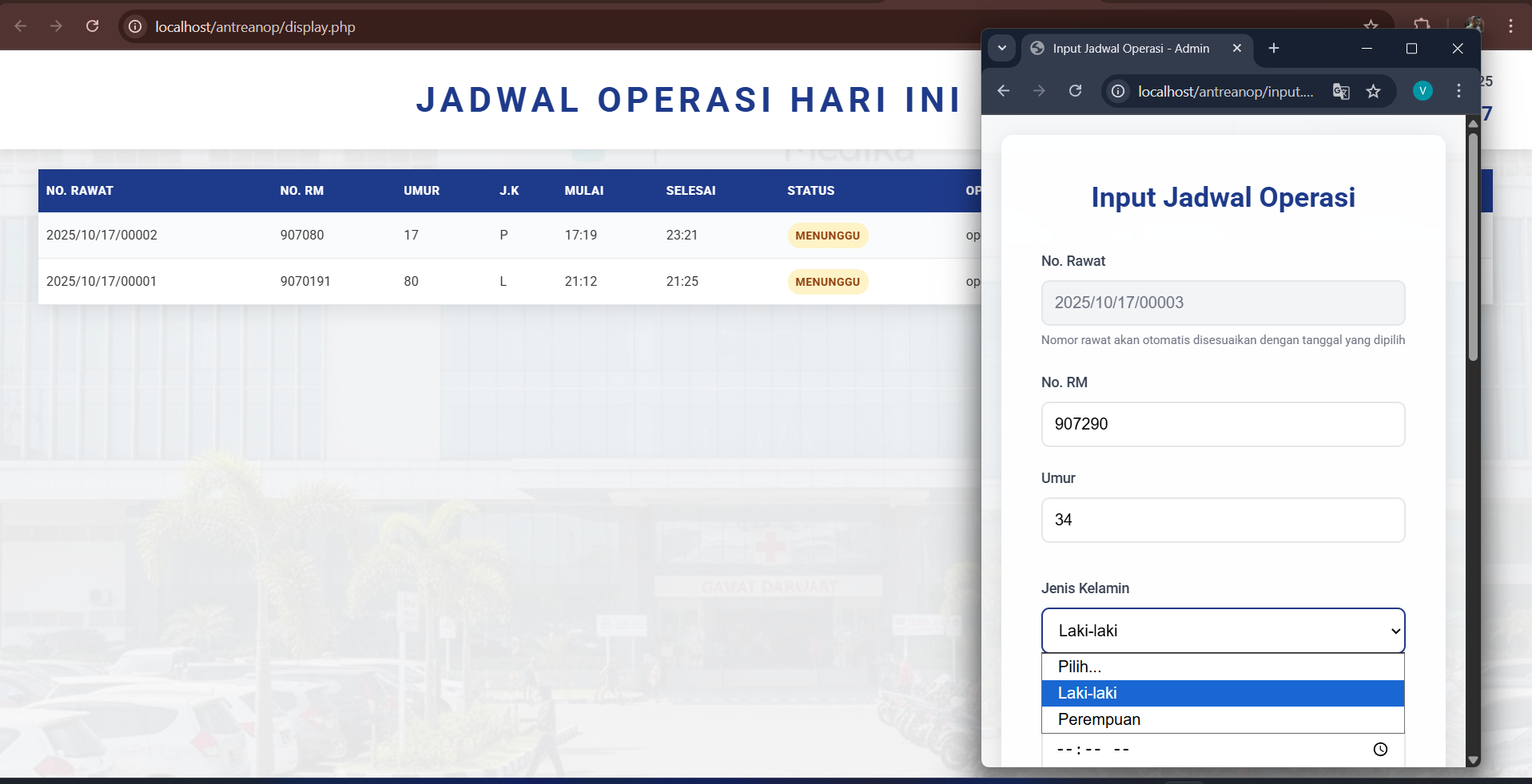 DISPLAY ANTREAN OP RS